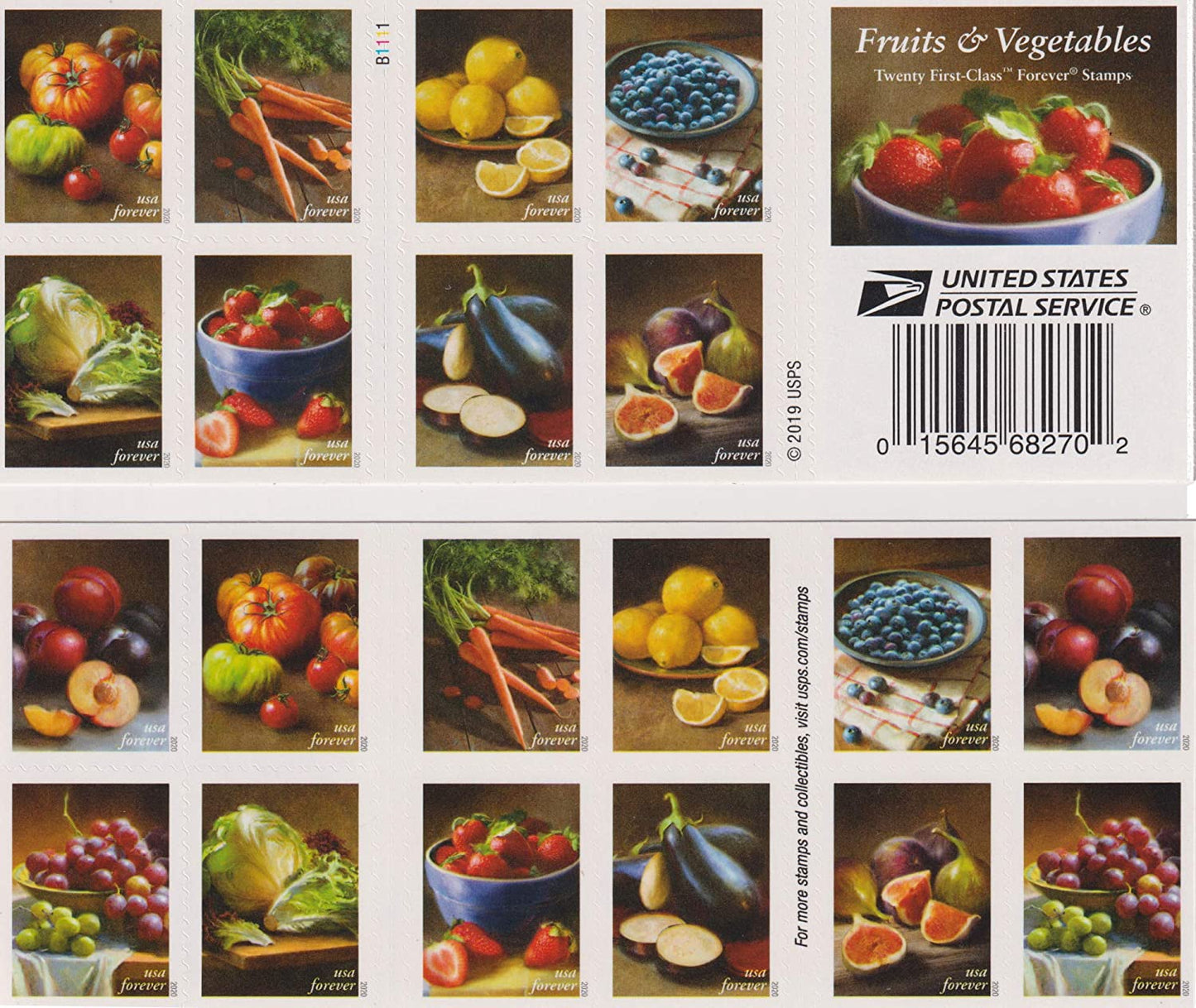 Fruit and Vegetables Forever First Class Postage Stamps