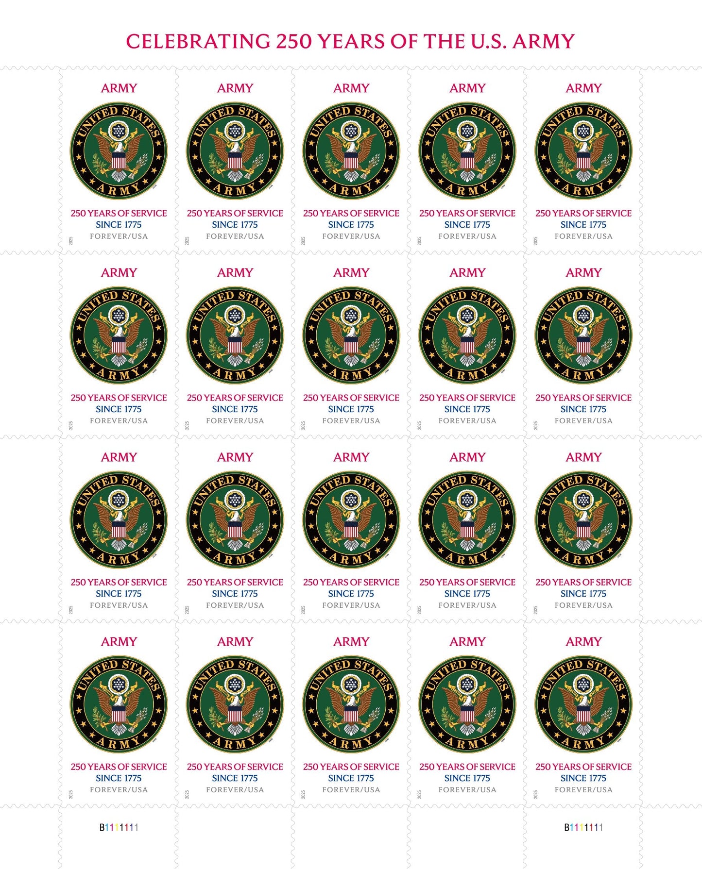 U.S. Military Army 250th Forever Postage Stamps