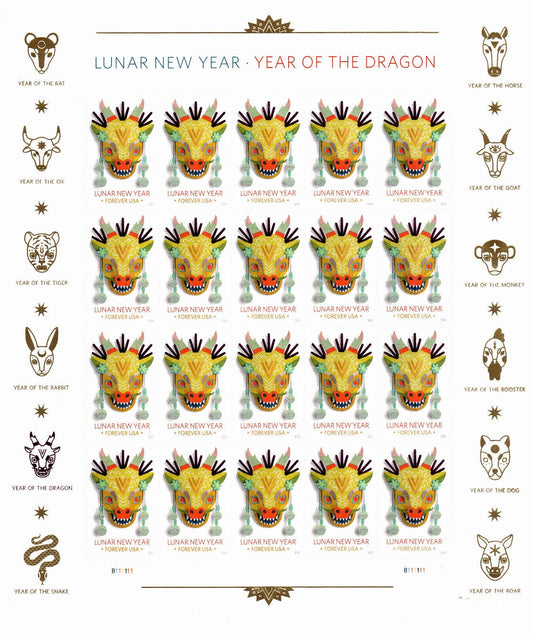 Year of the Dragon Lunar New Year Forever First Class Postage Stamps