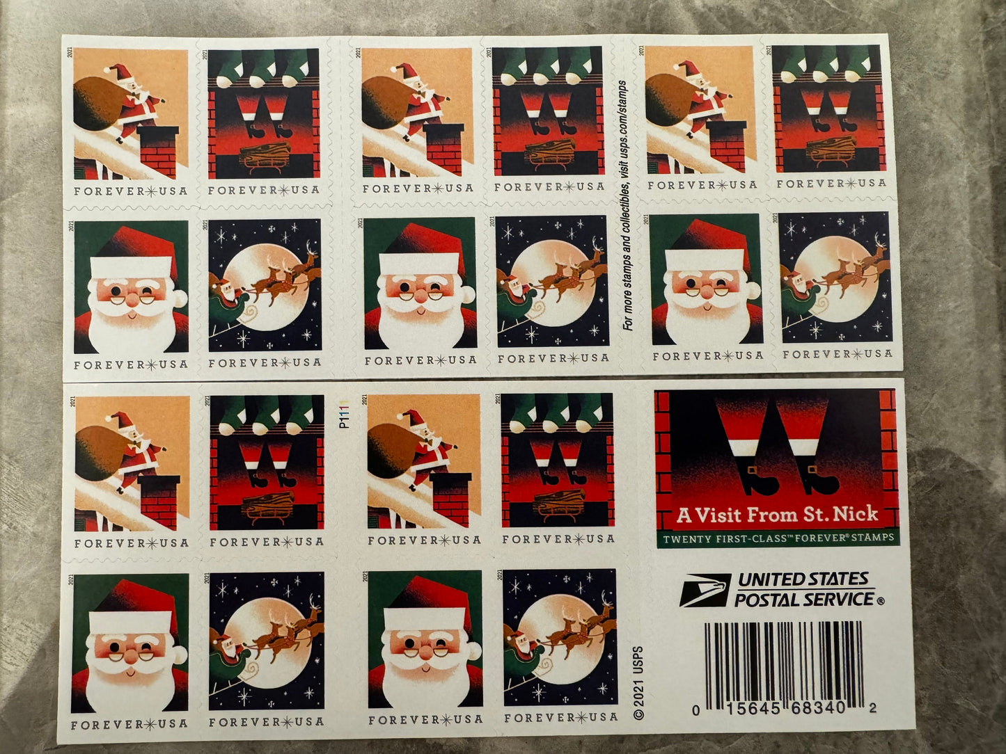 A Visit From St. Nick USPS Forever First Class Postage Stamps