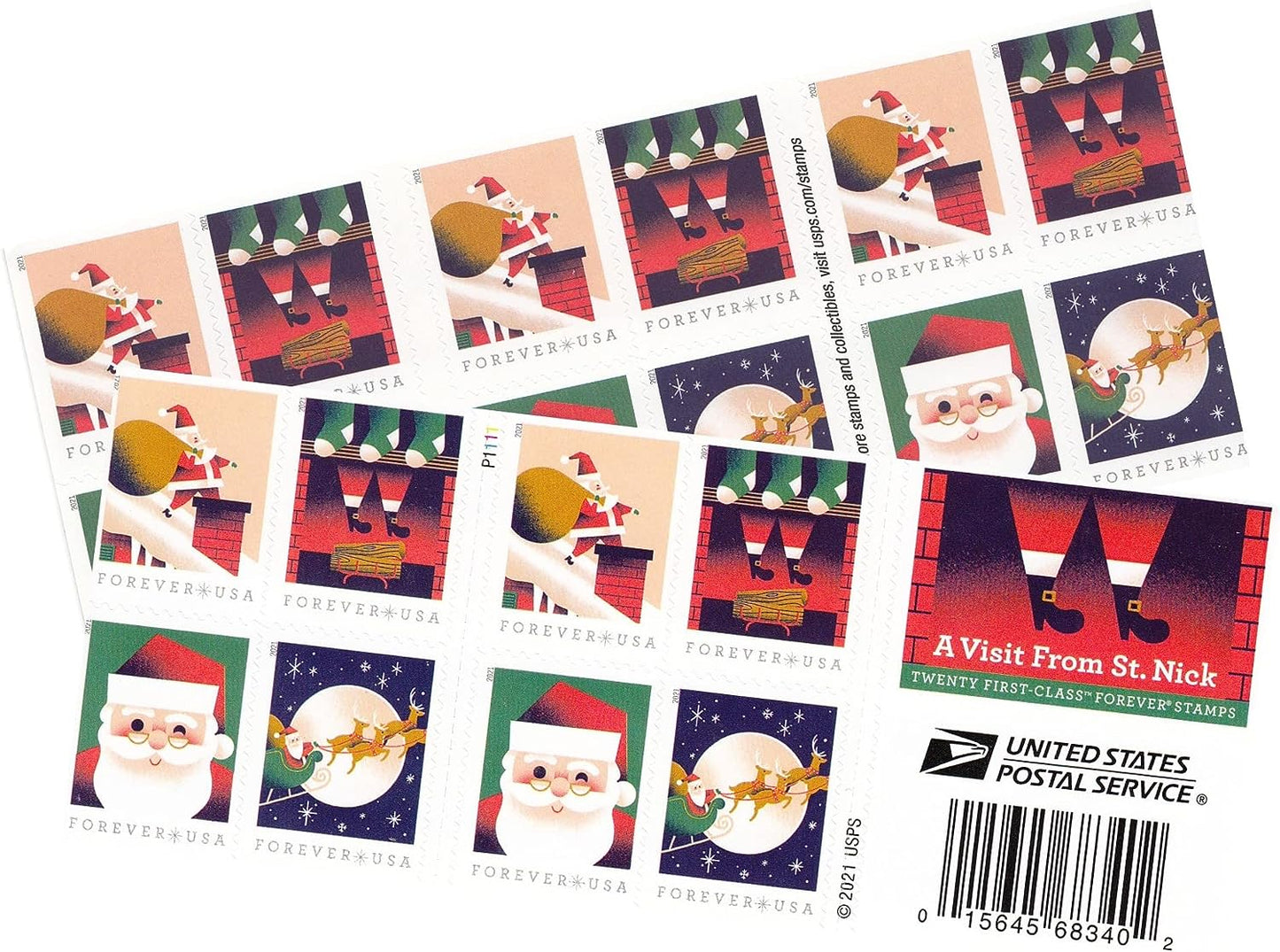 A Visit From St. Nick USPS Forever First Class Postage Stamps