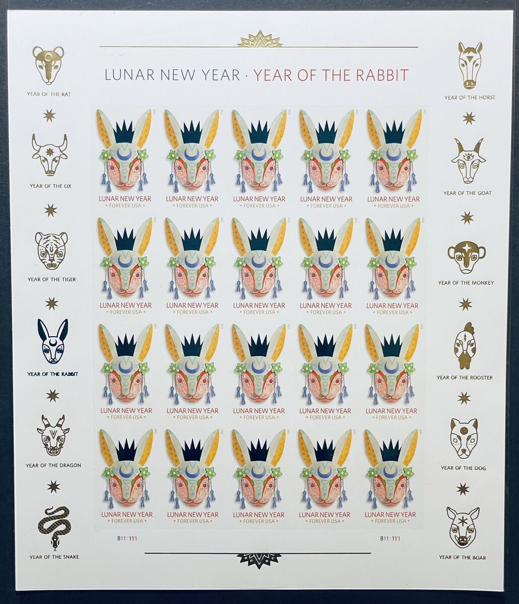 Year of the Rabbits Lunar New Year Forever First Class Postage Stamps